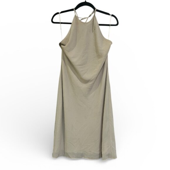 Aritzia Dresses & Skirts - Aritzia Wilfred Free Women’s Taupe Chiffon Slip Dress M Lined Minimalist Flowy